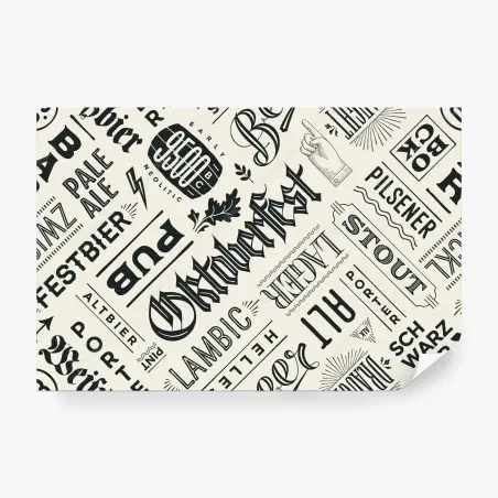 Fototapete vintage bier etiketten typografie muster – Pixers®