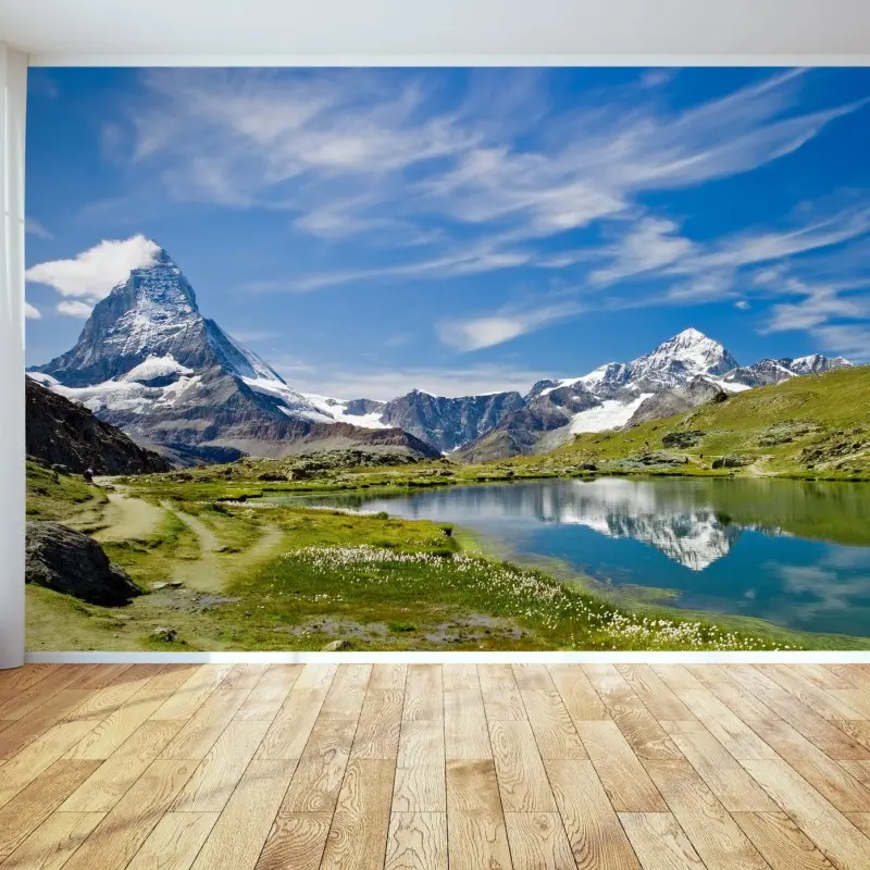 Fototapete alpensee mit bergspiegelung