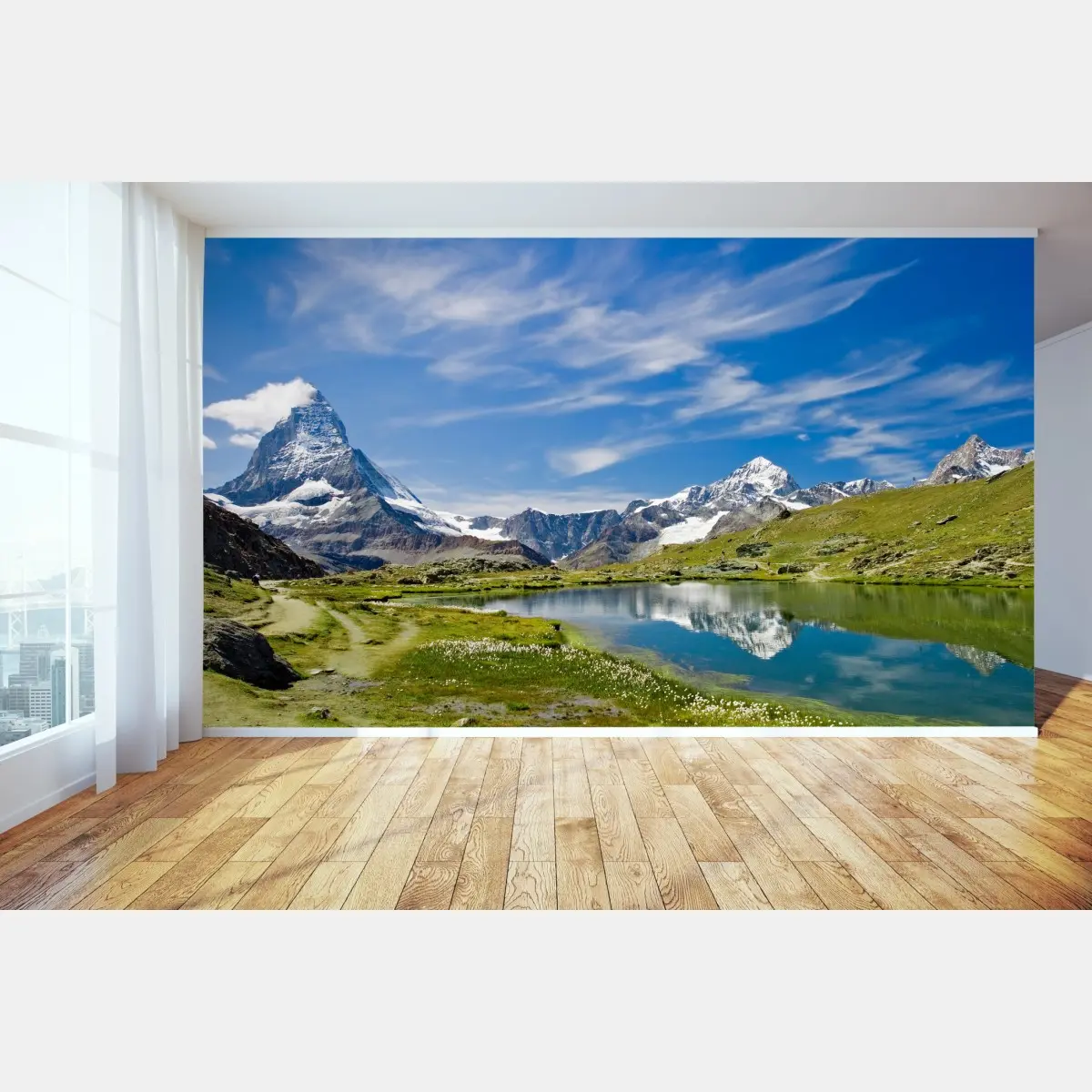 Fototapete alpensee mit bergspiegelung – Pixers®