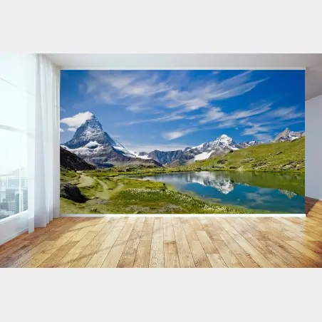 Fototapete alpensee mit bergspiegelung – Pixers®