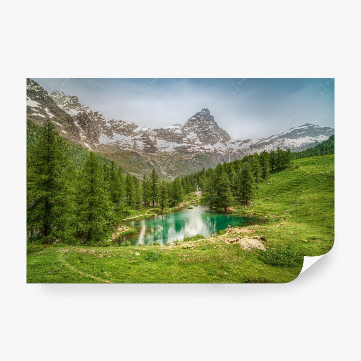 Fototapete türkisfarbener alpensee bei Cervinia – Pixers®