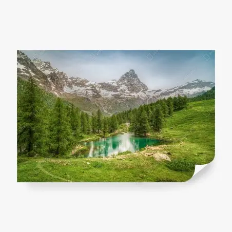 Fototapete türkisfarbener alpensee bei Cervinia – Pixers®