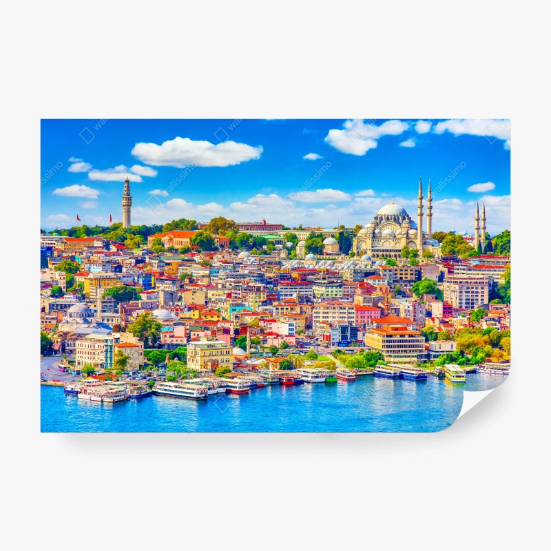 Fototapete lebendige Skyline von Istanbul über dem Bosporus