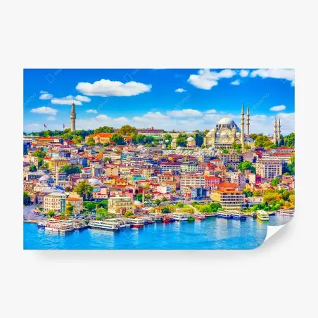 Fototapete lebendige Skyline von Istanbul über dem Bosporus – Pixers®