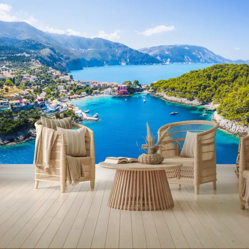 Fototapete sonnige bucht mit türkisfarbenem wasser