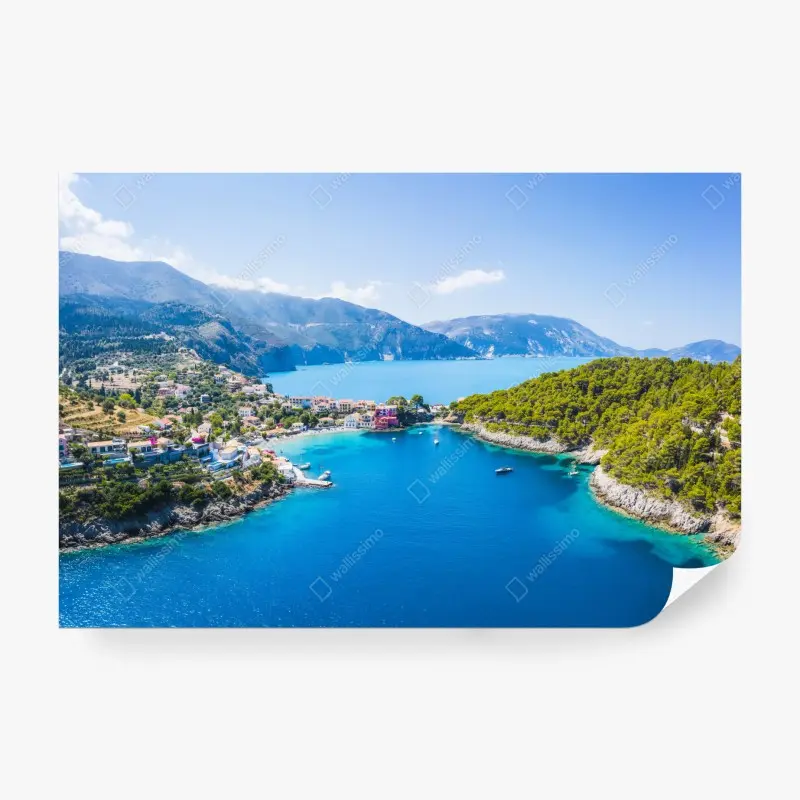 Fototapete sonnige bucht mit türkisfarbenem wasser