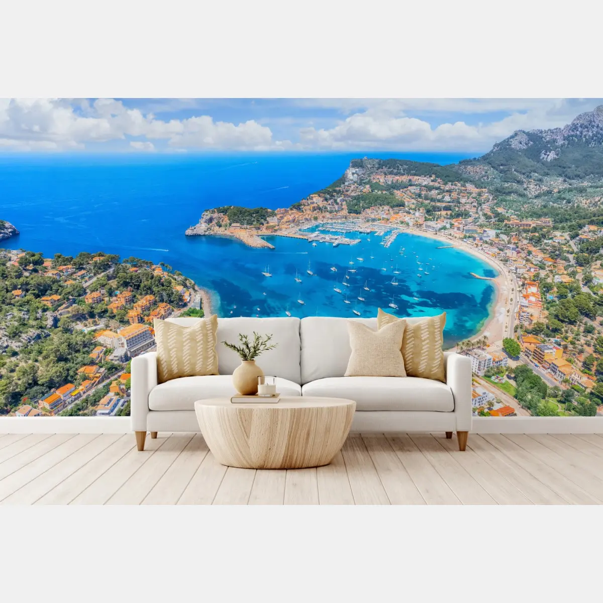 Fototapete luftaufnahme der bucht von Port de Sóller – Pixers®