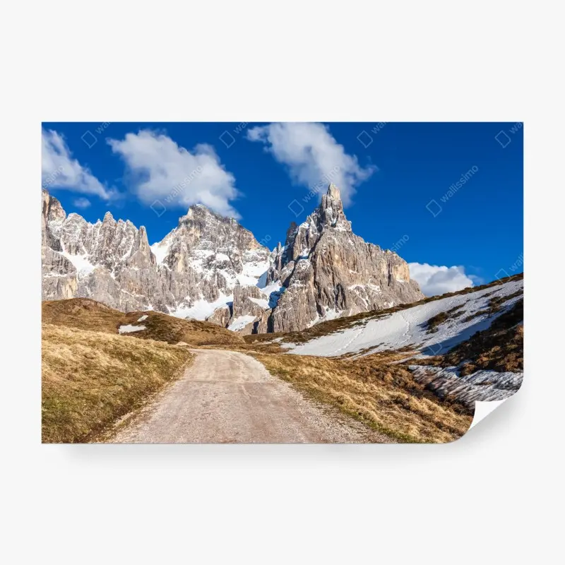 Fototapete hohe berggipfel und ein sich windender weg