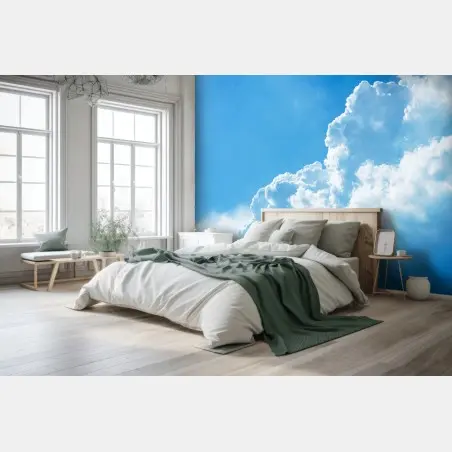 Fototapete sanfter blauer himmel mit fluffigen wolken – Pixers®