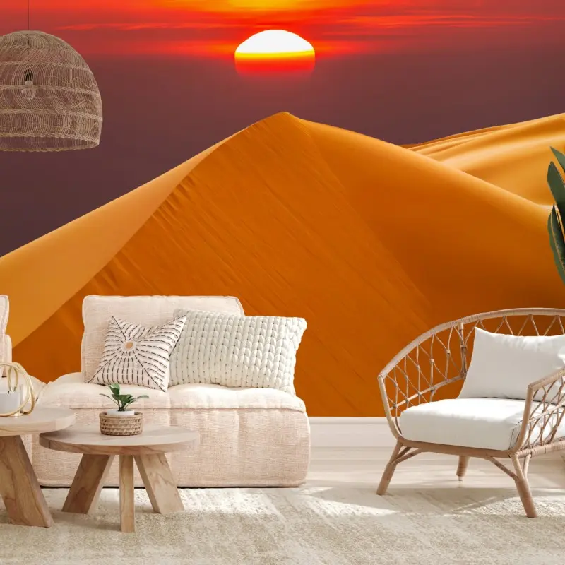 Fototapete goldener sonnenuntergang über sanddünen