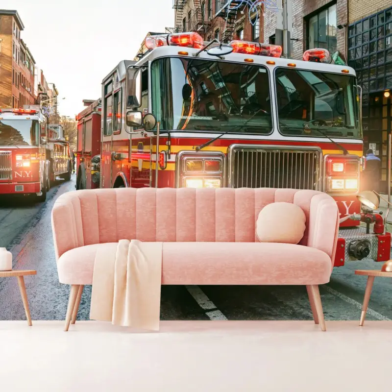 Fototapete feuerwehrautos auf einer straße in Manhattan, New York