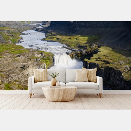 Fototapete majestätischer wasserfall in einer isländischen schlucht – Pixers®