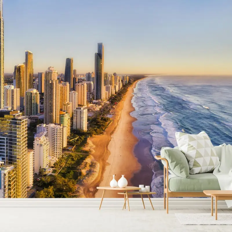 Fototapete sonnenaufgang über Surfers Paradise skyline