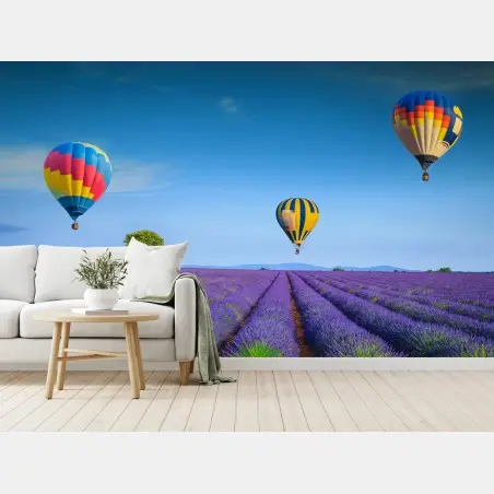 Fototapete lavendelfelder bei Valensole mit luftballons – Pixers®