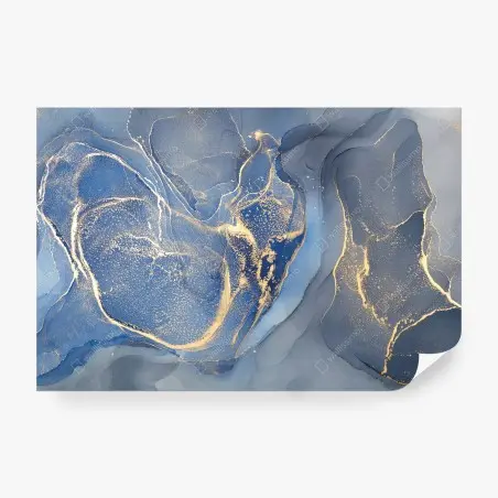 Fototapete ozeanblauer marmor mit goldenen adern – Pixers®
