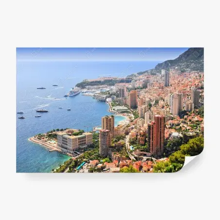 Fototapete sonnige panoramasicht einer küstenstadt – Pixers®