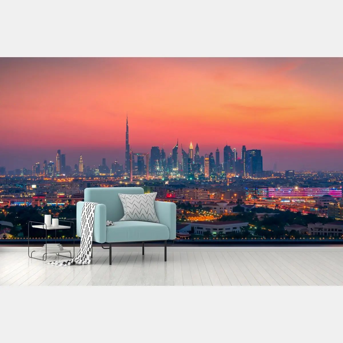 Fototapete Dubai skyline bei sonnenuntergang – Pixers®