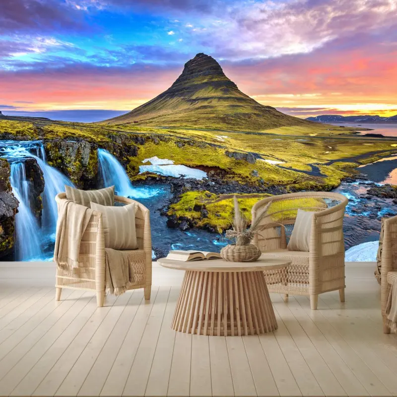 Fototapete Kirkjufell sonnenaufgang berglandschaft