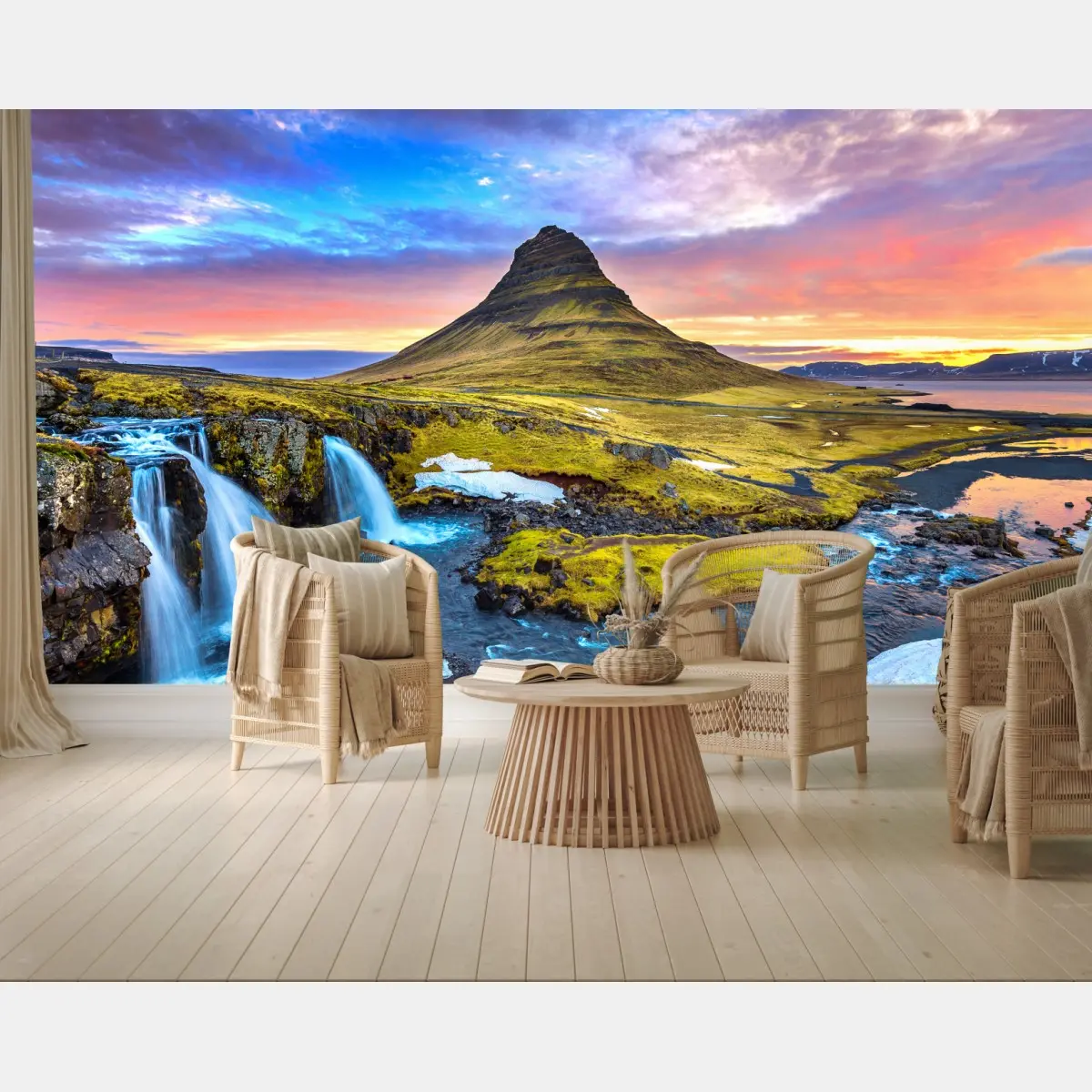 Fototapete Kirkjufell sonnenaufgang berglandschaft – Pixers®