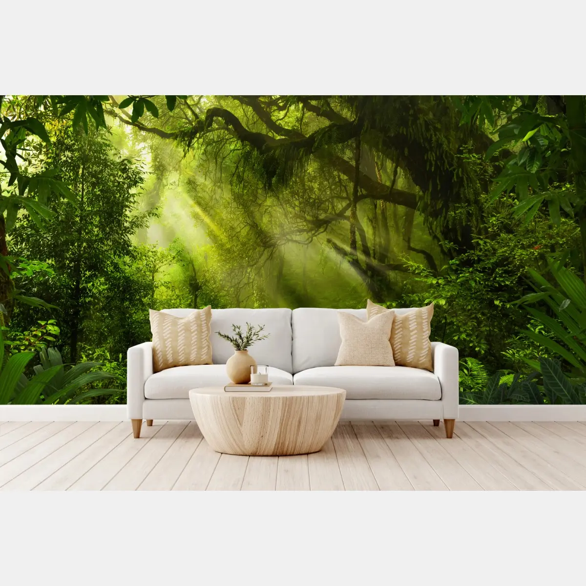Fototapete sonnenbeschienener waldweg – Pixers®