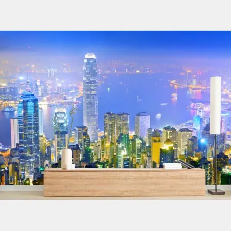 Fototapete Hong Kong skyline bei nacht – Pixers®