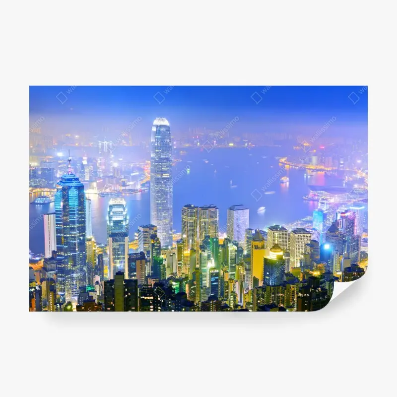 Fototapete Hong Kong skyline bei nacht