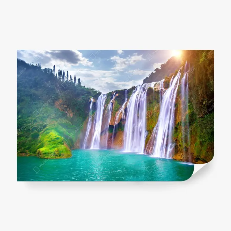 Fototapete Jiulong wasserfall türkis kaskade in Luoping, China
