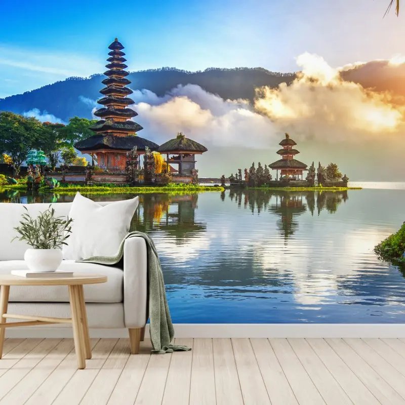 Fototapete Pura Ulun Danu Bratan bei sonnenaufgang