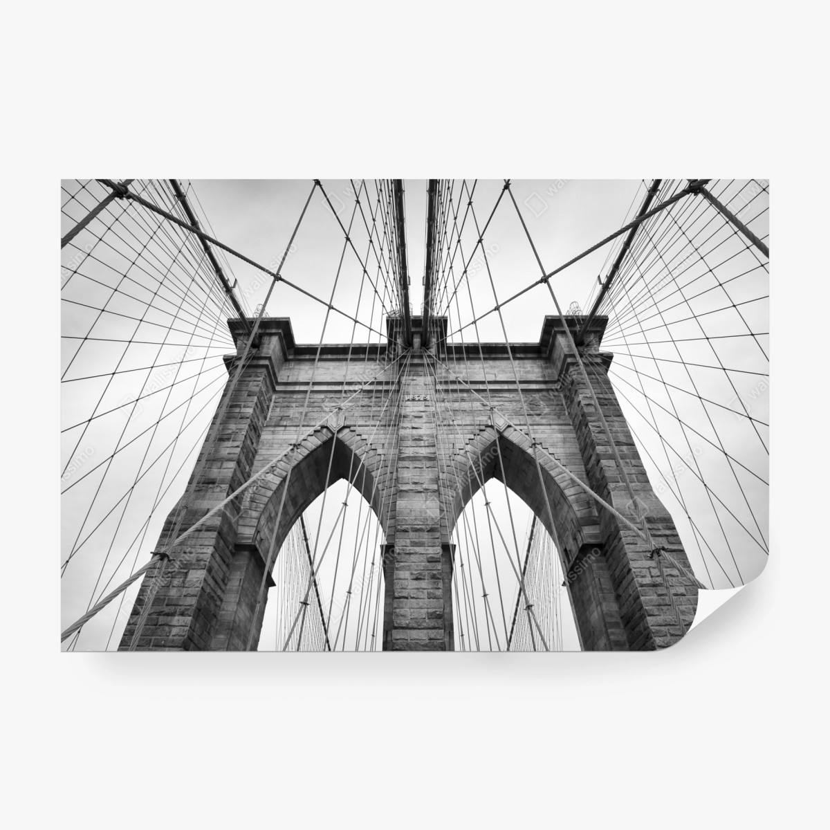 Fototapete monochrome hängebrücke aus grafischer perspektive – Pixers®