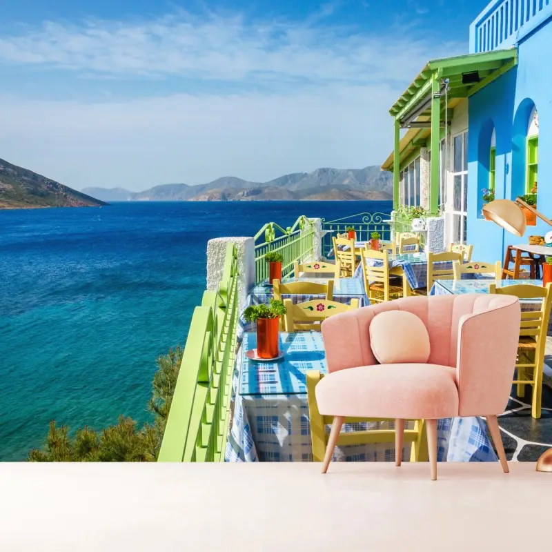 Fototapete sonnige terrasse am Mittelmeer