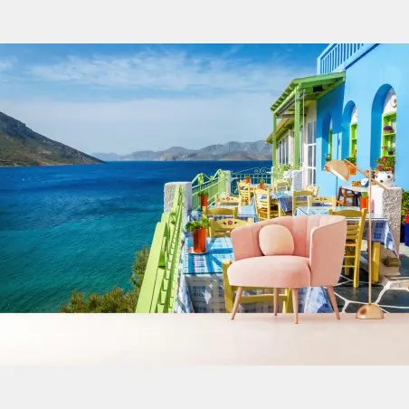 Fototapete sonnige terrasse am Mittelmeer – Pixers®