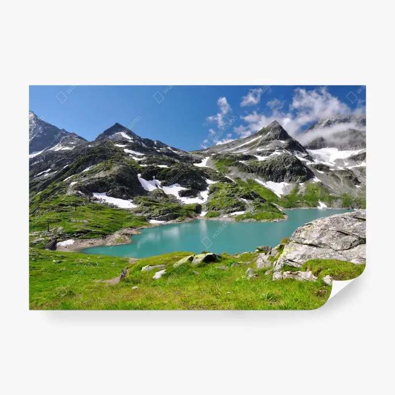 Fototapete bergsee mit türkiswasser und gebirgspanorama