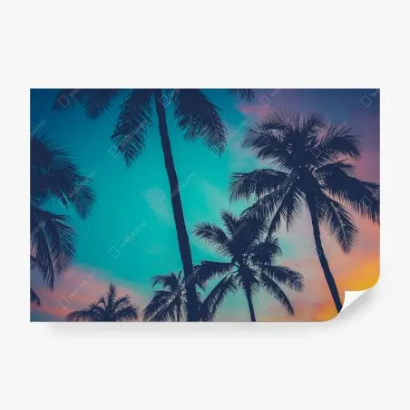 Fototapete vintage palmen auf Hawaii bei sonnenuntergang – Pixers®