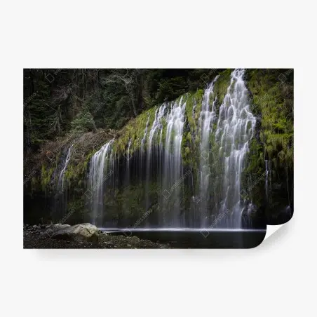 Fototapete moosiger wasserfall im wald – Pixers®