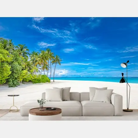 Fototapete tropischer strand mit palmen – Pixers®
