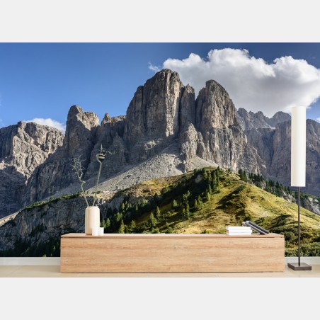 Fototapete majestätische gipfel über grünen hügeln – Pixers®