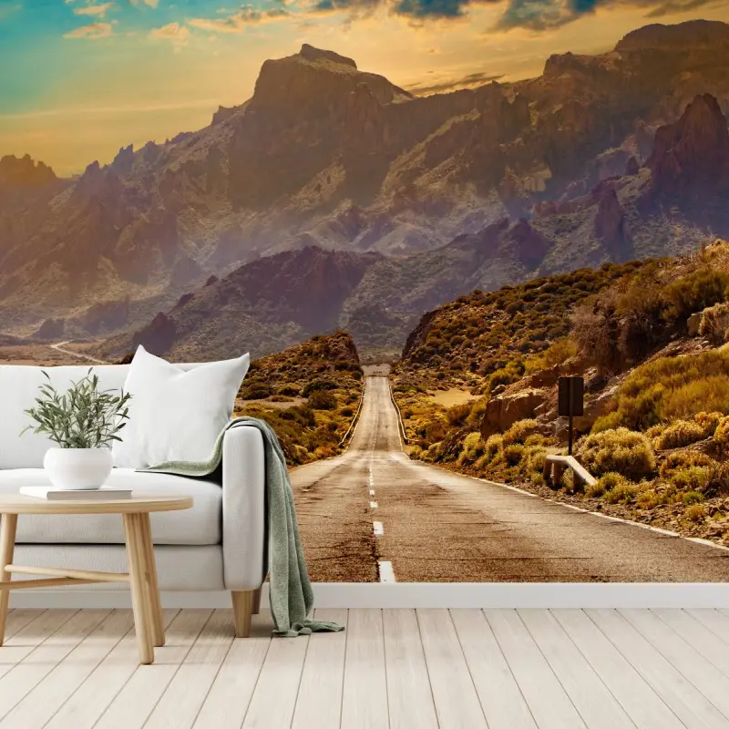 Fototapete straße in die berge auf Teneriffa