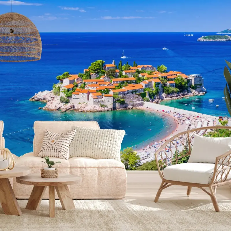 Fototapete Sveti Stefan, Montenegro historischer inselkurort