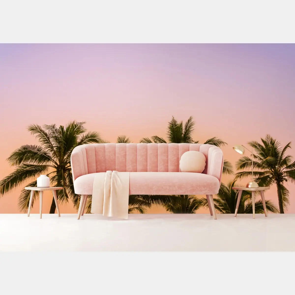 Fototapete tropischer palmsonnenuntergang am strand – Pixers®