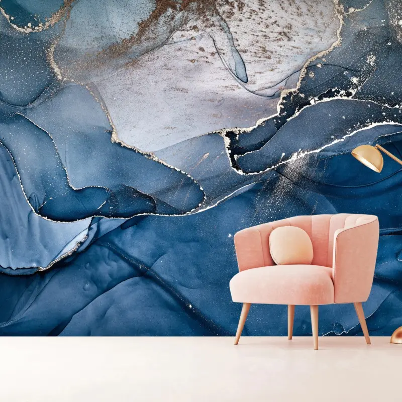 Fototapete tiefblauer marmor abstrakt
