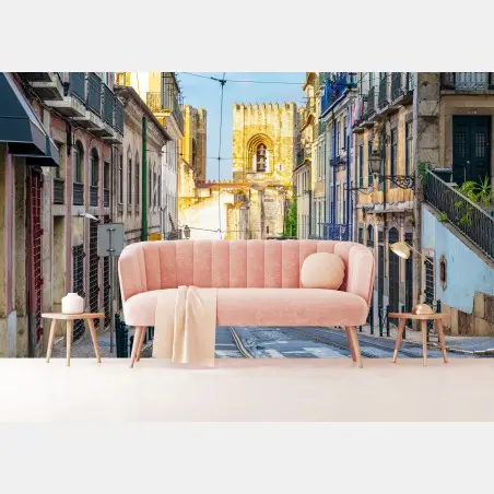 Fototapete sonnige straßenbahnen in Lissabon – Pixers®
