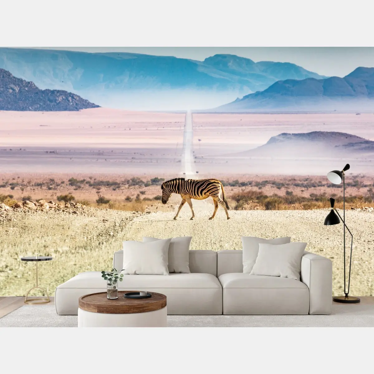 Fototapete zebra auf der wüstenstraße – Pixers®