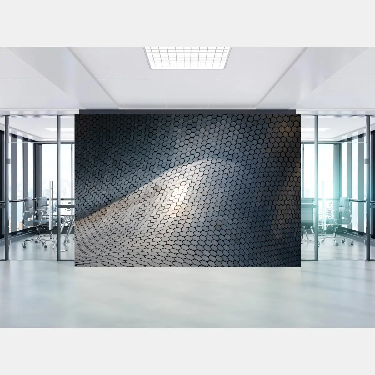 Fototapete metallische hexagon geometrische fassade – Pixers®