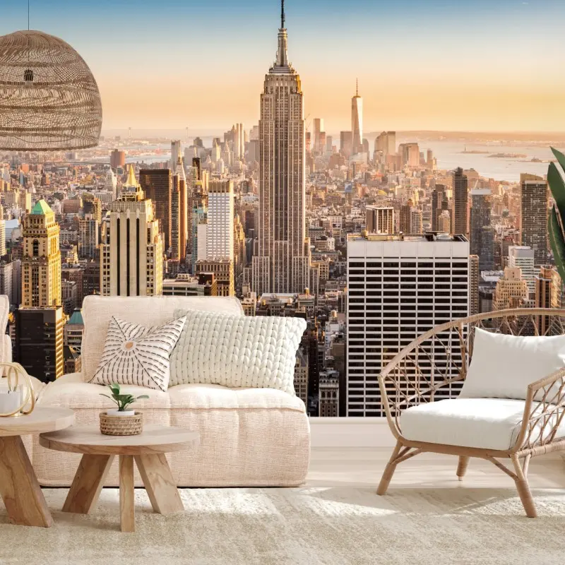 Fototapete New York skyline bei goldenem licht