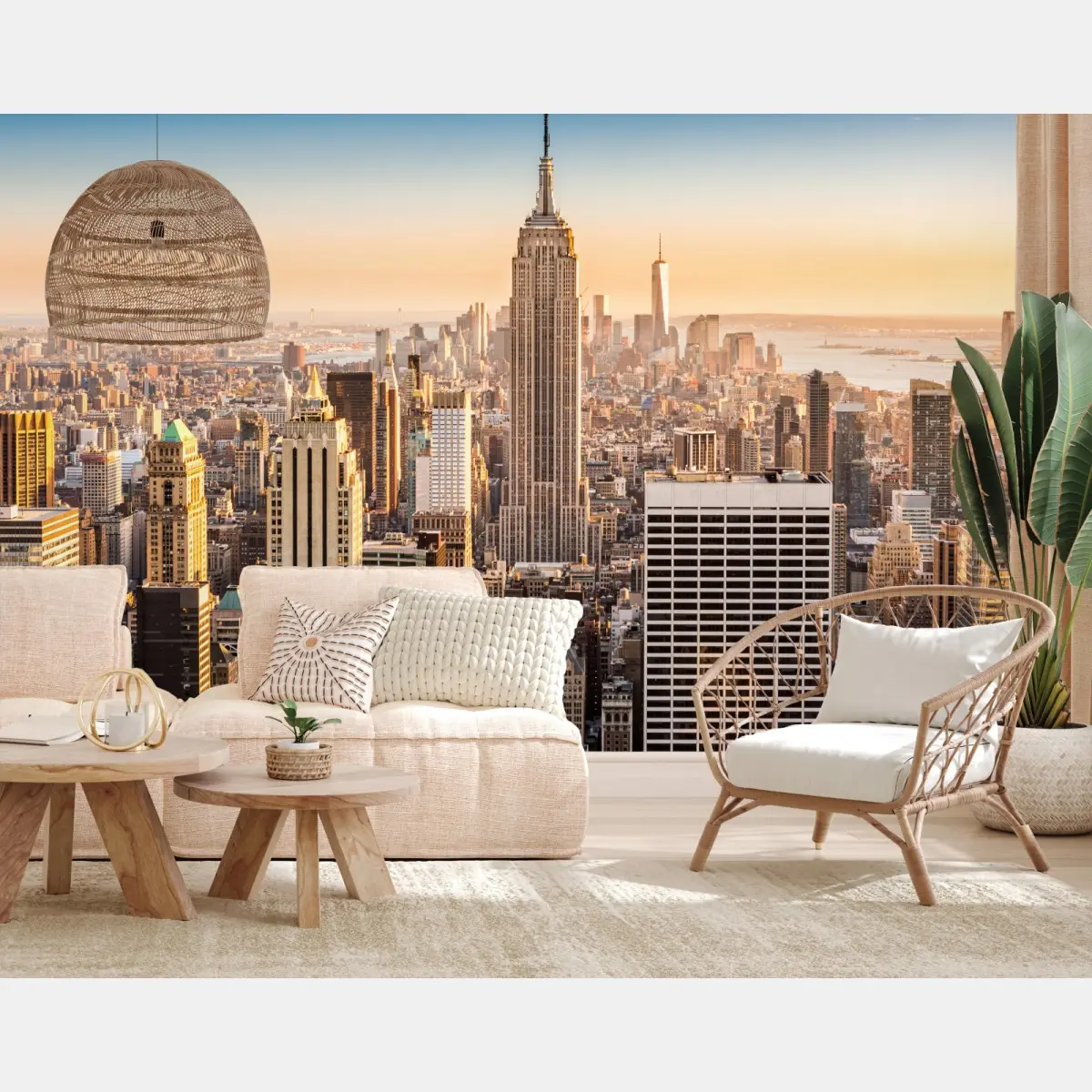 Fototapete New York skyline bei goldenem licht – Pixers®