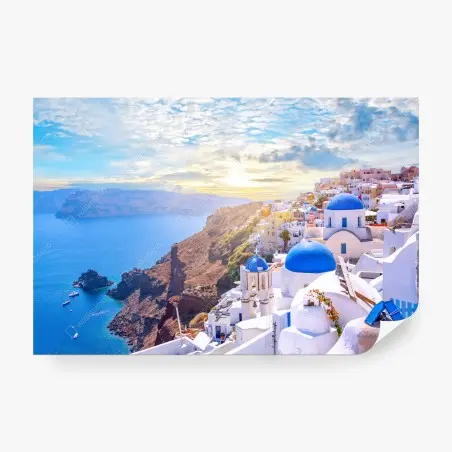 Fototapete sonniges Oia auf der caldera von Santorini – Pixers®