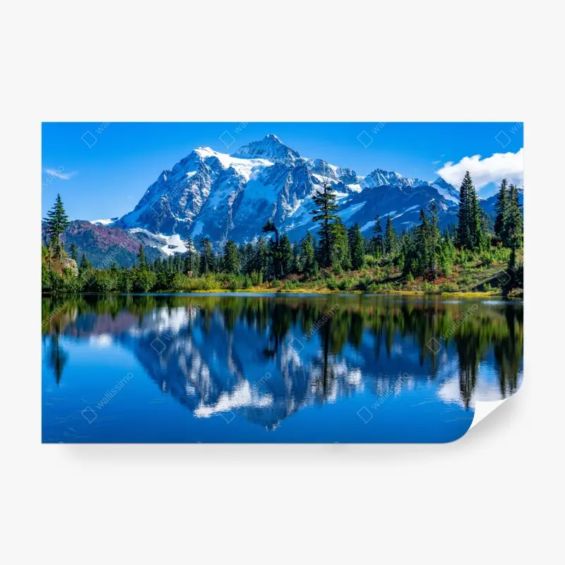 Fototapete majestätische bergspiegelung über dem see