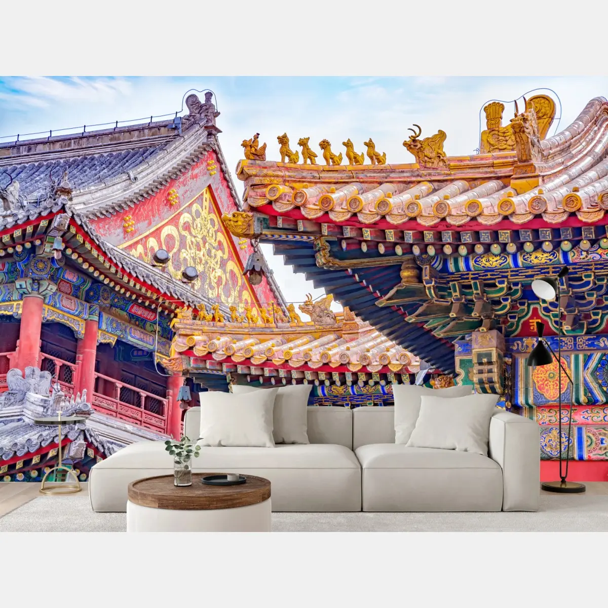 Fototapete verziertes dach des Lama Temple, Beijing – Pixers®