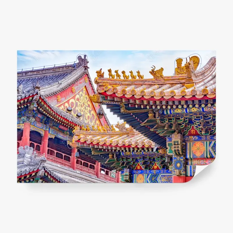 Fototapete verziertes dach des Lama Temple, Beijing