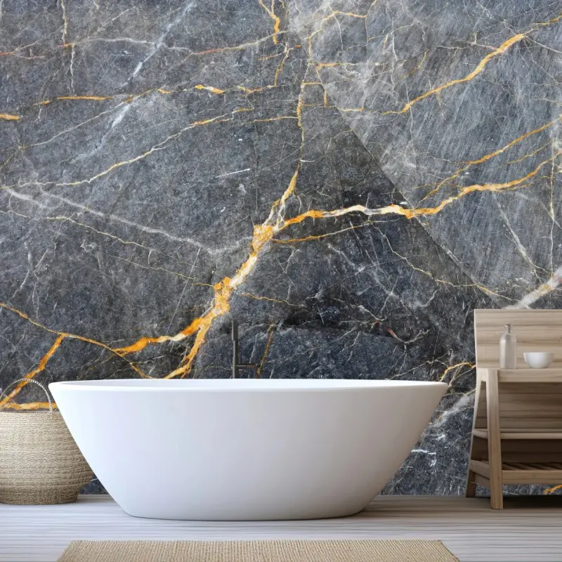 Fototapete dunkelgrauer marmor mit goldenen adern